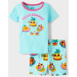 PJ Place Soft Marine Hello Summer Graphic Pajama Set 3T